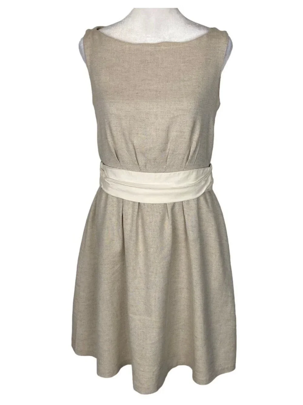 Twenty Three Districts Women Knee Length Fit Flare Classic Dress Sz 8 Tan 15-1